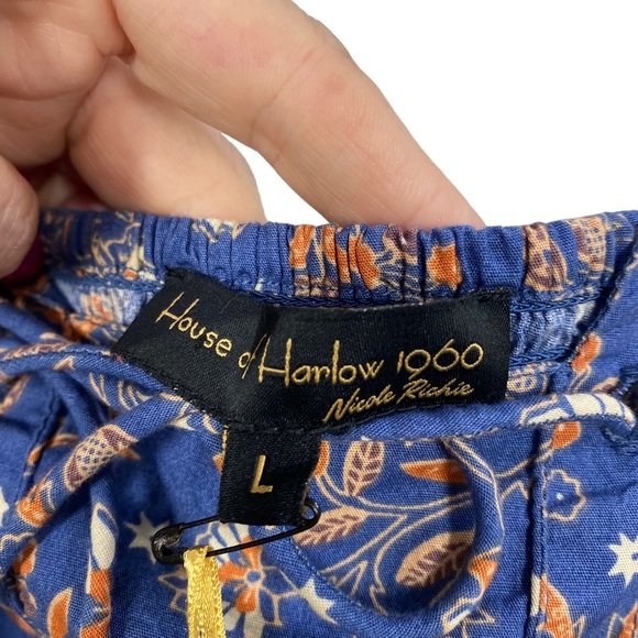 House of Harlow 1960 Floral Lace Up Puff sleeve Blouse - Picture 10 of 15